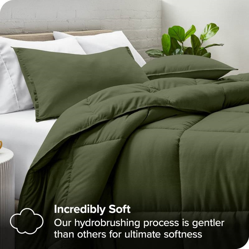 Down Alternative Comforter Set in Chocolate Olive Green