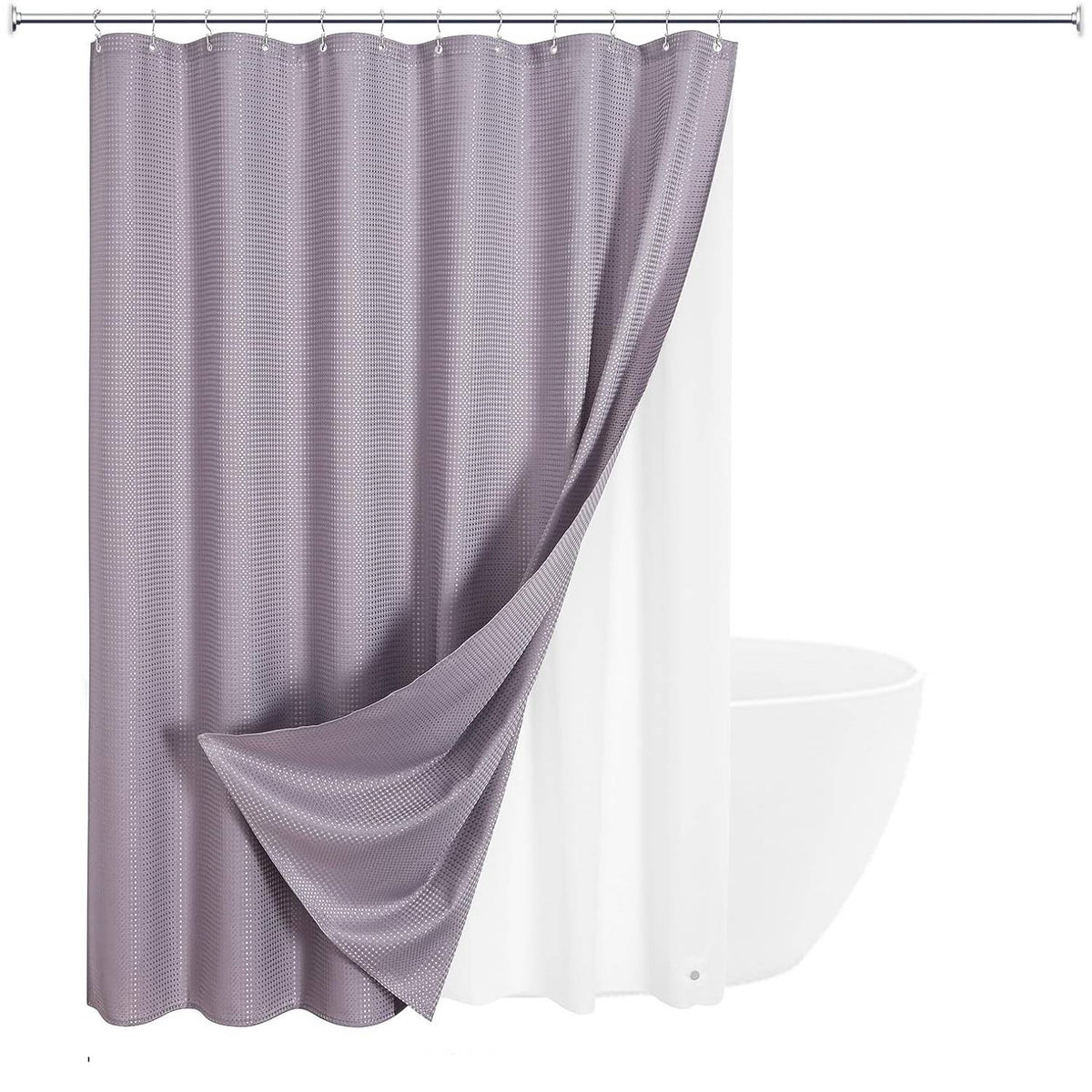72"W x 72"H Waffle Textured 3 in 1 Shower Curtain Set