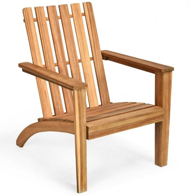 Indoor/Outdoor Acacia Wood Adirondack Lounge Armchair - Natural *