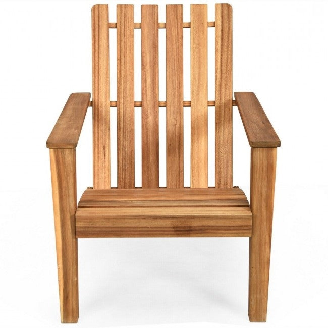 Indoor/Outdoor Acacia Wood Adirondack Lounge Armchair - Natural *