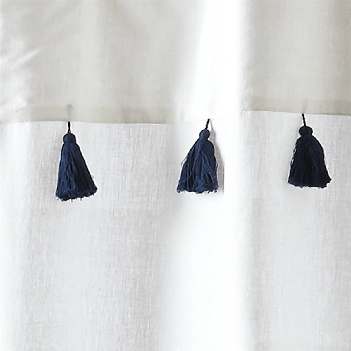 72-inch Stripes Cotton Shower Curtain with Tassels