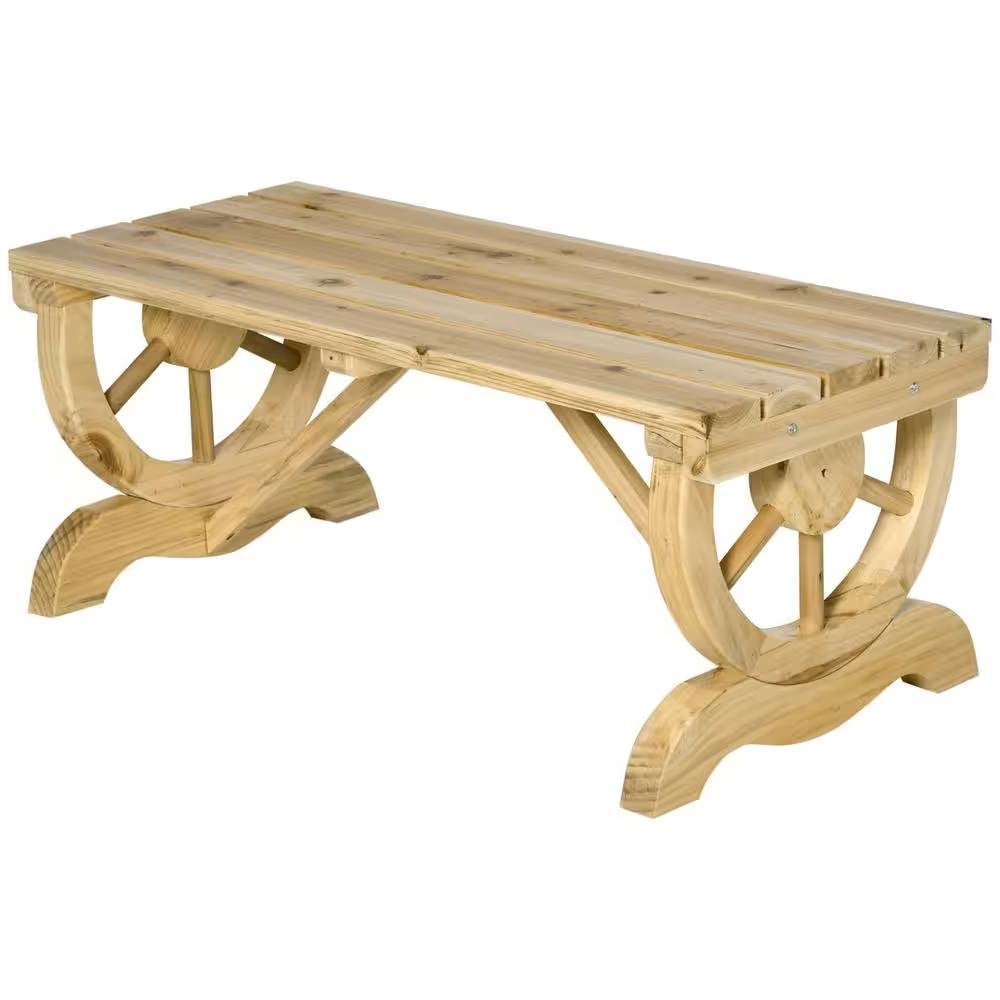 Outdoor Farmhouse Patio Backyard 2-Person Garden Bench in Natural Finish *