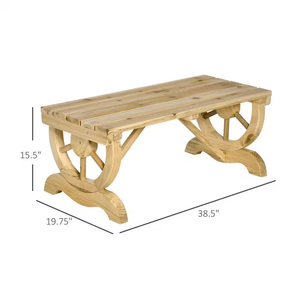 Outdoor Farmhouse Patio Backyard 2-Person Garden Bench in Natural Finish *