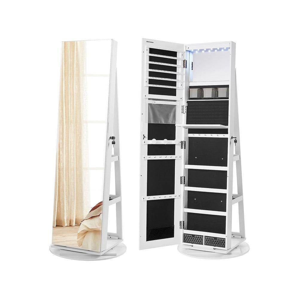 Jewelry Cabinet Armoire Organizer Freestanding Rotating Mirror