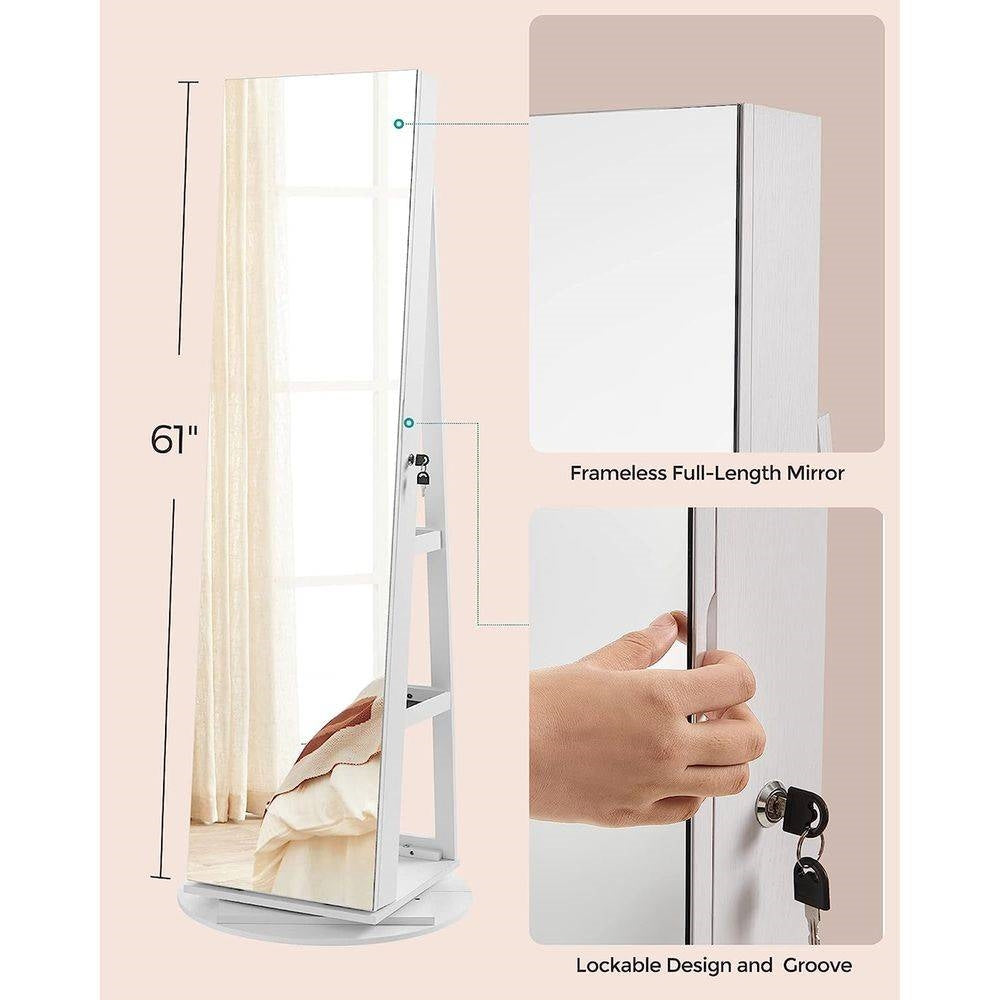 Jewelry Cabinet Armoire Organizer Freestanding Rotating Mirror