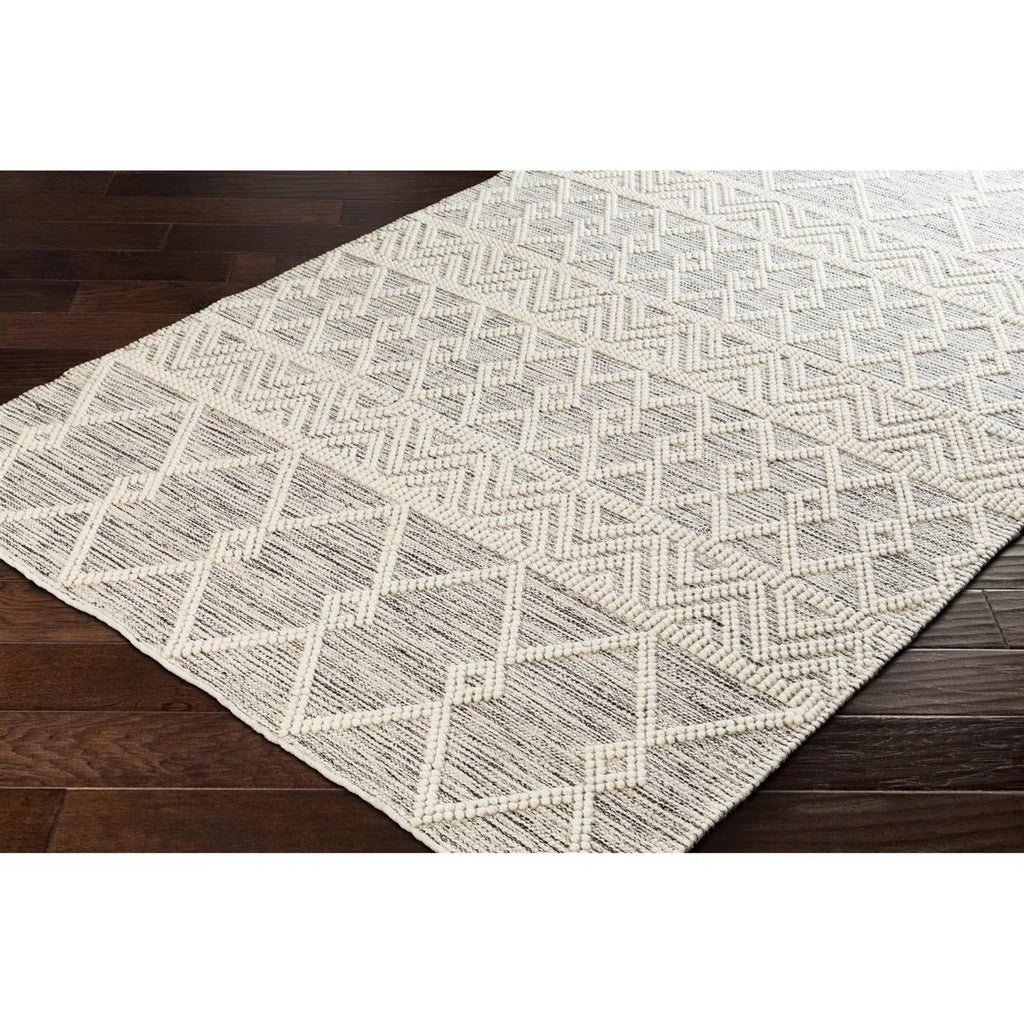 Hand Woven Wool Blend Grey Beige Ivory Persian Style Area Rug