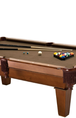 7Ft Brown Wool Cloth Top Pool Table with 2 Cues and Billiards Balls *