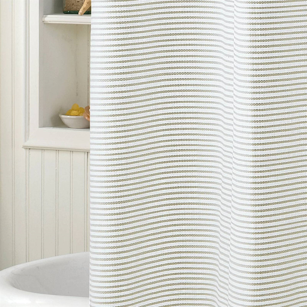 72-inch Stripes Cotton Shower Curtain with Tassels