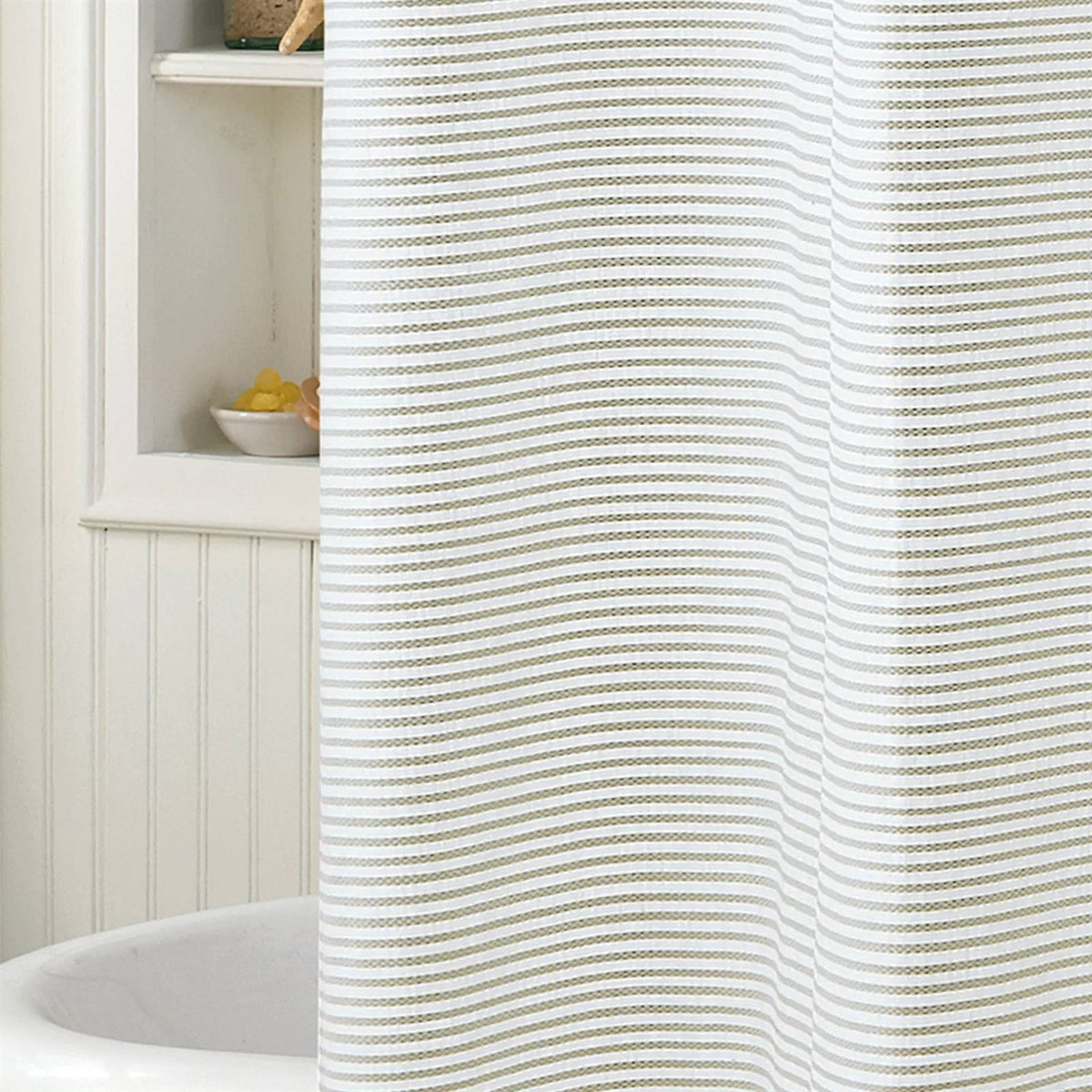 72-inch Stripes Cotton Shower Curtain with Tassels