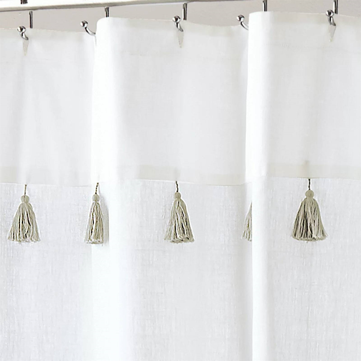 72-inch Stripes Cotton Shower Curtain with Tassels