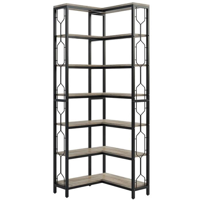 7-Tier Tall Modern Bookcase Space-Saving Storage Shelf