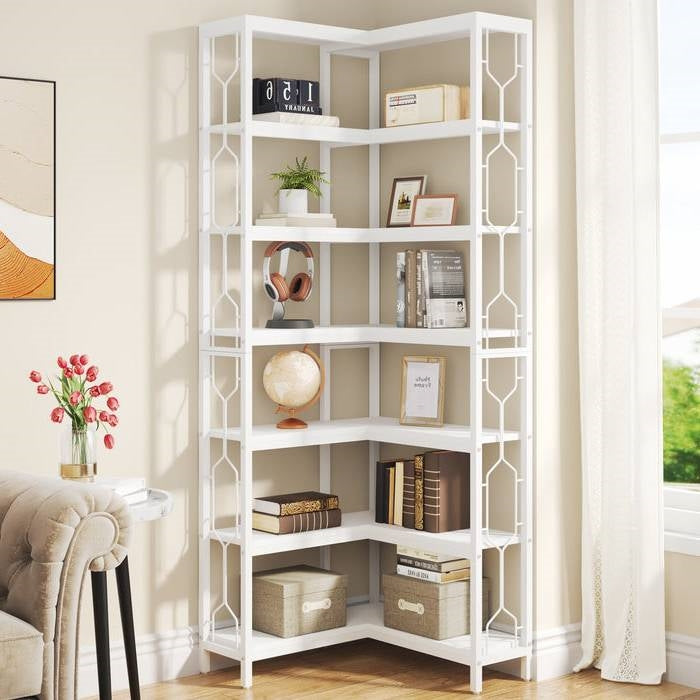 7-Tier Tall Modern Bookcase Space-Saving Storage Shelf