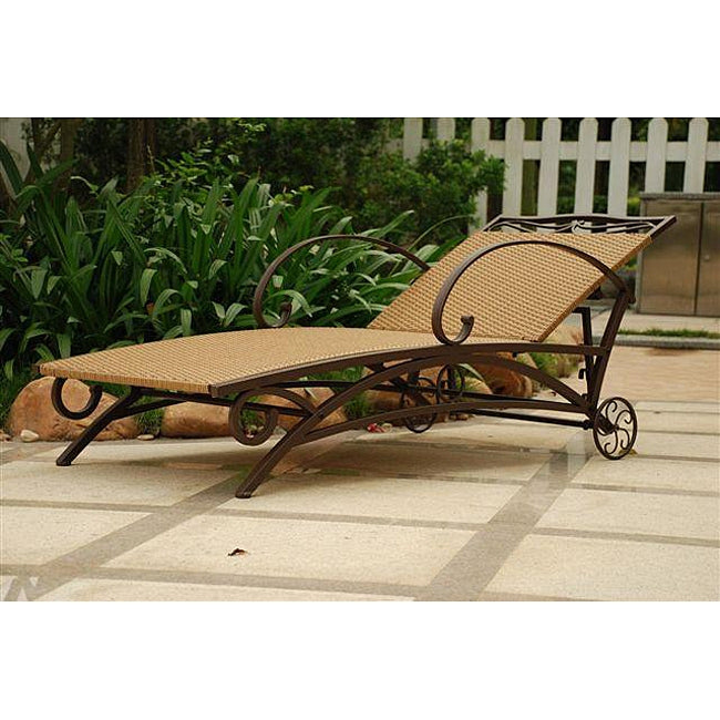 Resin Wicker / Steel Multi-Position Chaise Lounge Chair Recliner *