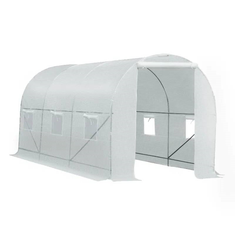 14.7 Ft x 6.5 Ft Outdoor Greenhouse w/ Heavy Duty Steel Frame and White PE Cover *