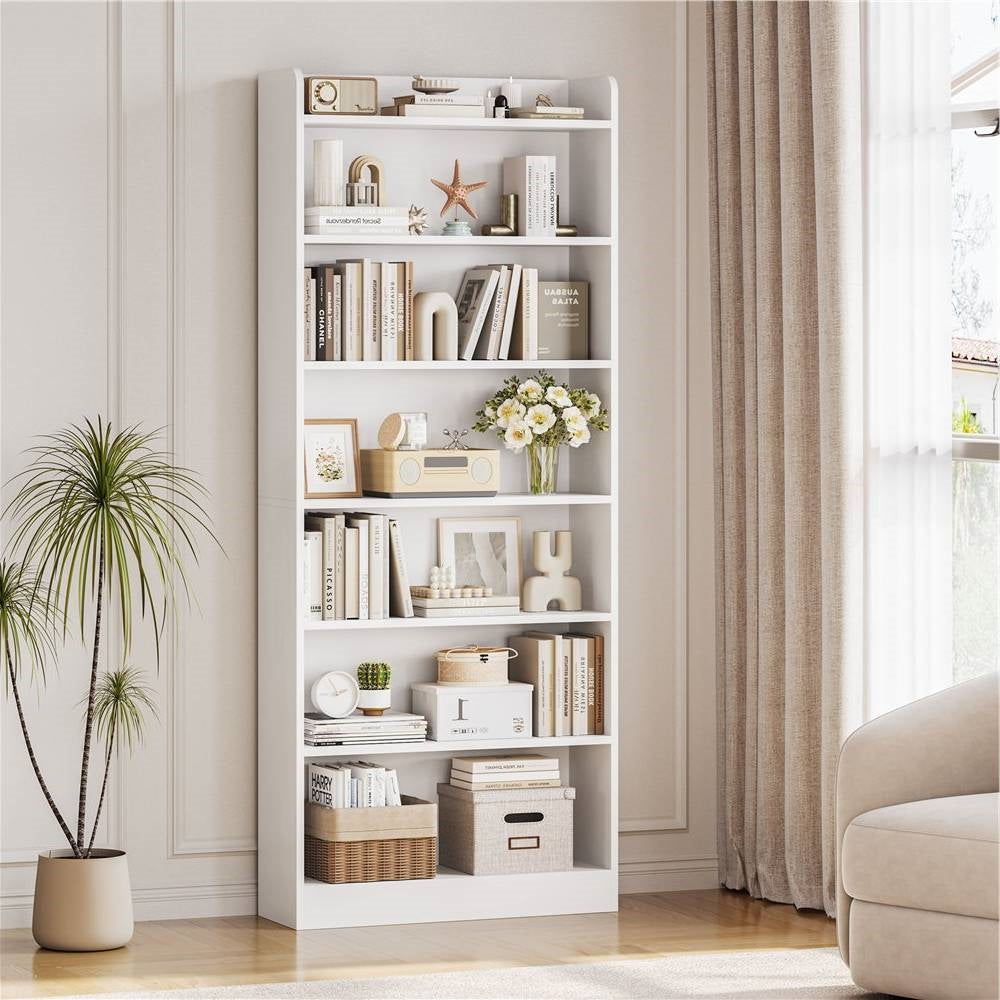 7-Tier Tall Modern Bookcase Space-Saving Storage Shelf