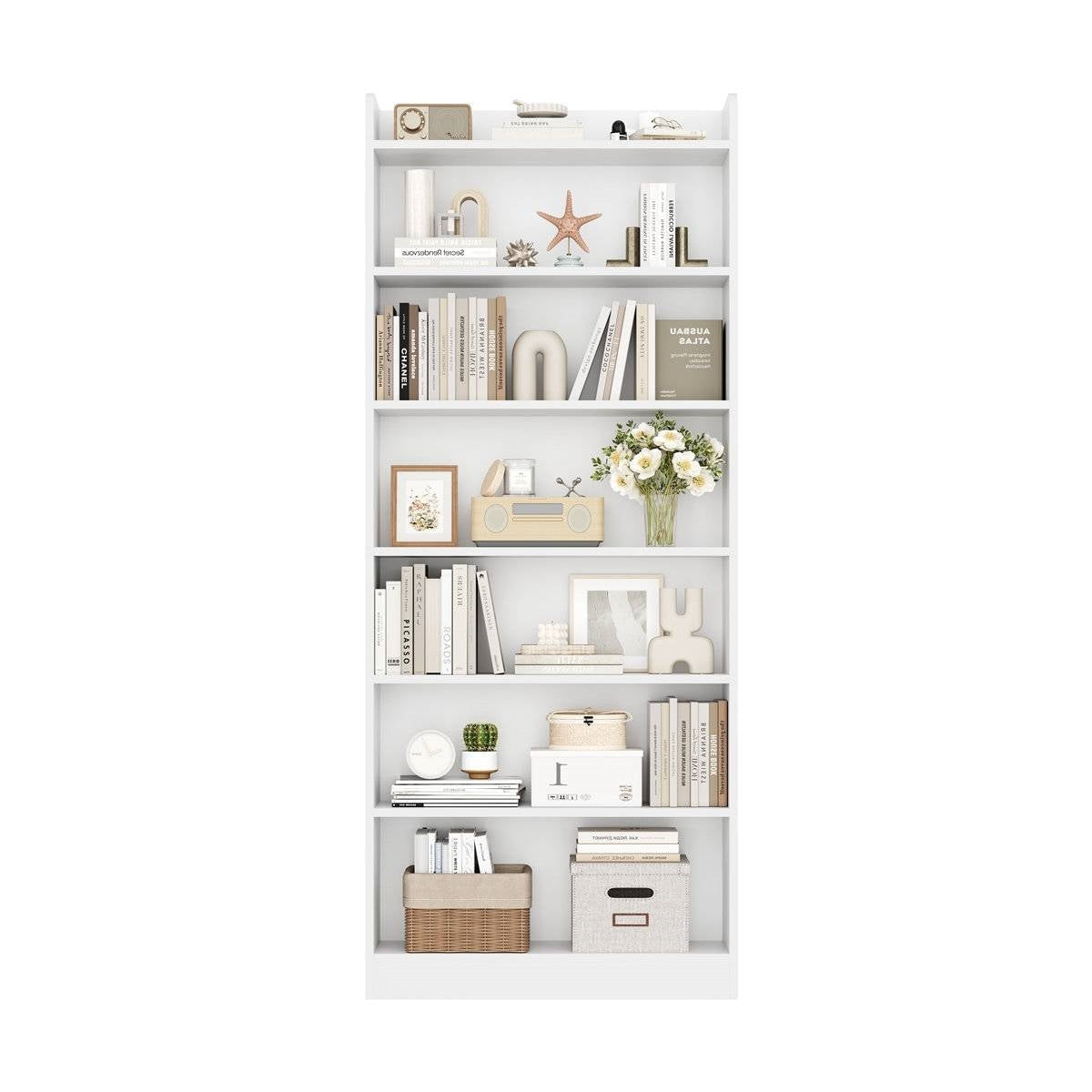 7-Tier Tall Modern Bookcase Space-Saving Storage Shelf
