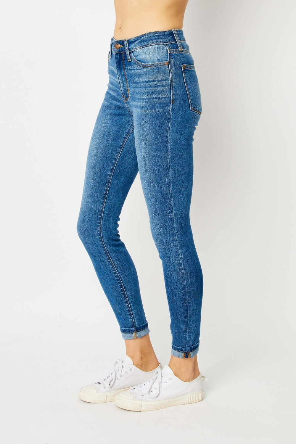 Judy Blue Full Size Cuffed Hem Skinny Jeans *