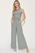 Basic Bae Full Size Ribbed Tank and Wide Leg Pants Set *