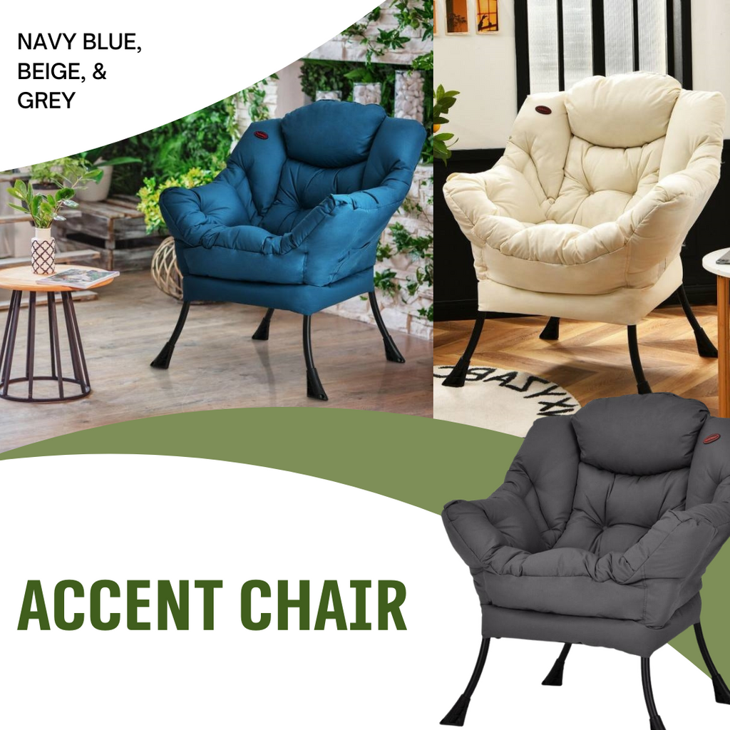 Modern Cushioned Accent Chair with Side Pocket Upholstered Fabric *