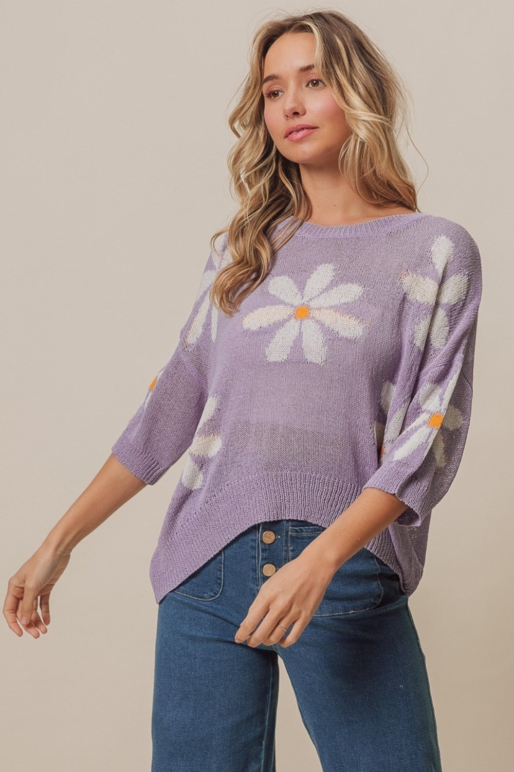 BiBi Floral Pattern Slit Sweater - Brand BiBi