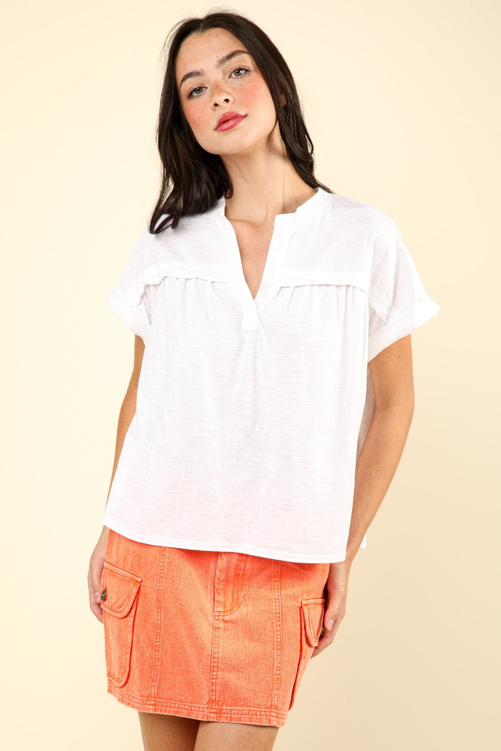 VERY J Nochted Short Sleeve Washed T-Shirt *
