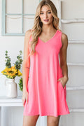 Heimish Full Size V-Neck Mini Tank Dress with Pockets *