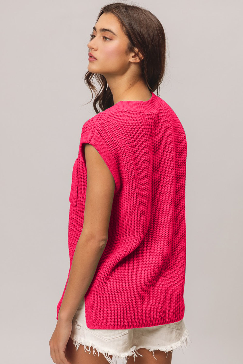 BiBi Patch Pocket Cap Sleeve Sweater Top - Brand BiBi *