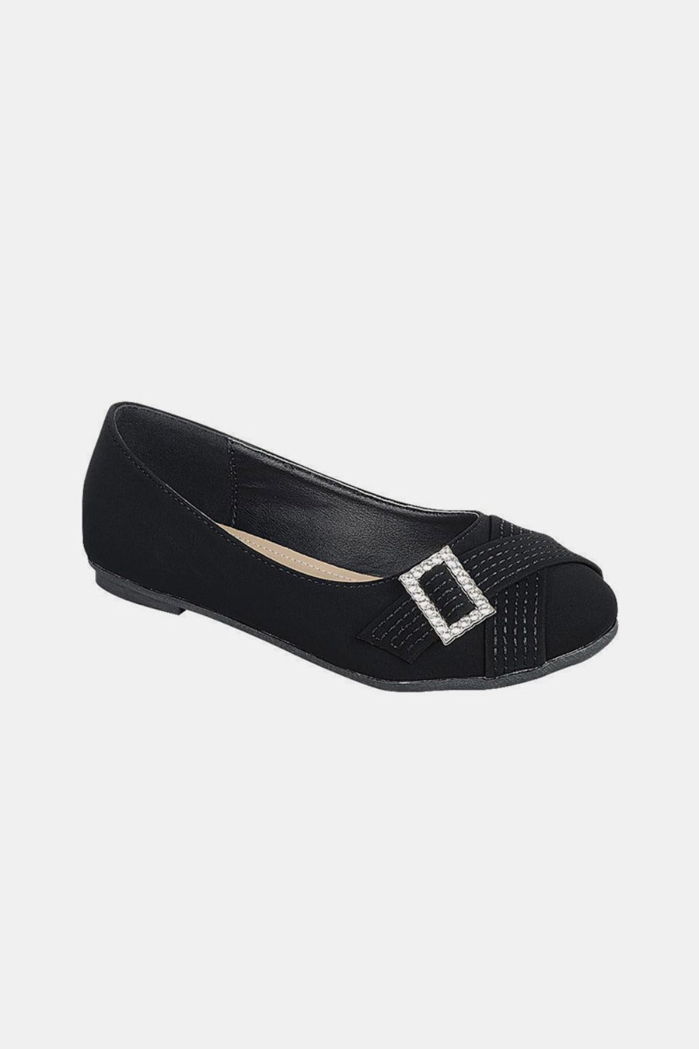 Forever Link Slip On Rhinestone Buckle Ballet Flats *