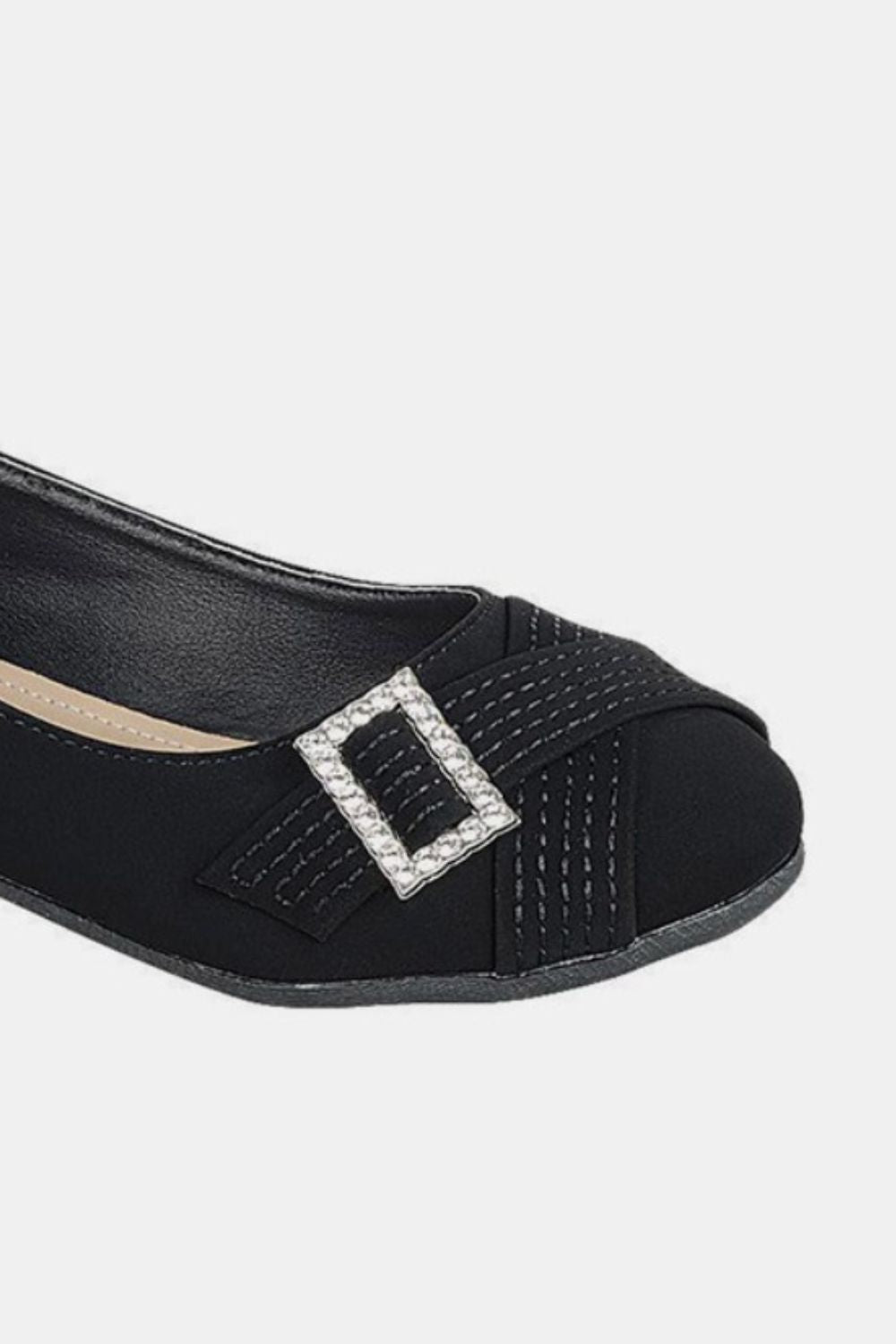 Forever Link Slip On Rhinestone Buckle Ballet Flats *