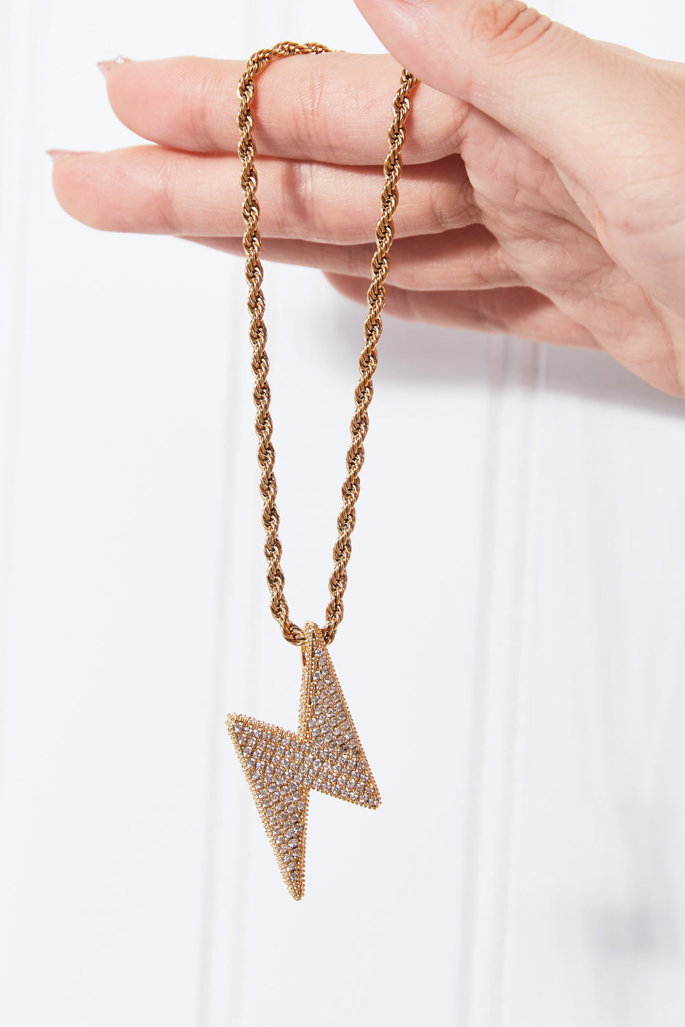 GNJ Brass Lightning Pendant Necklace *
