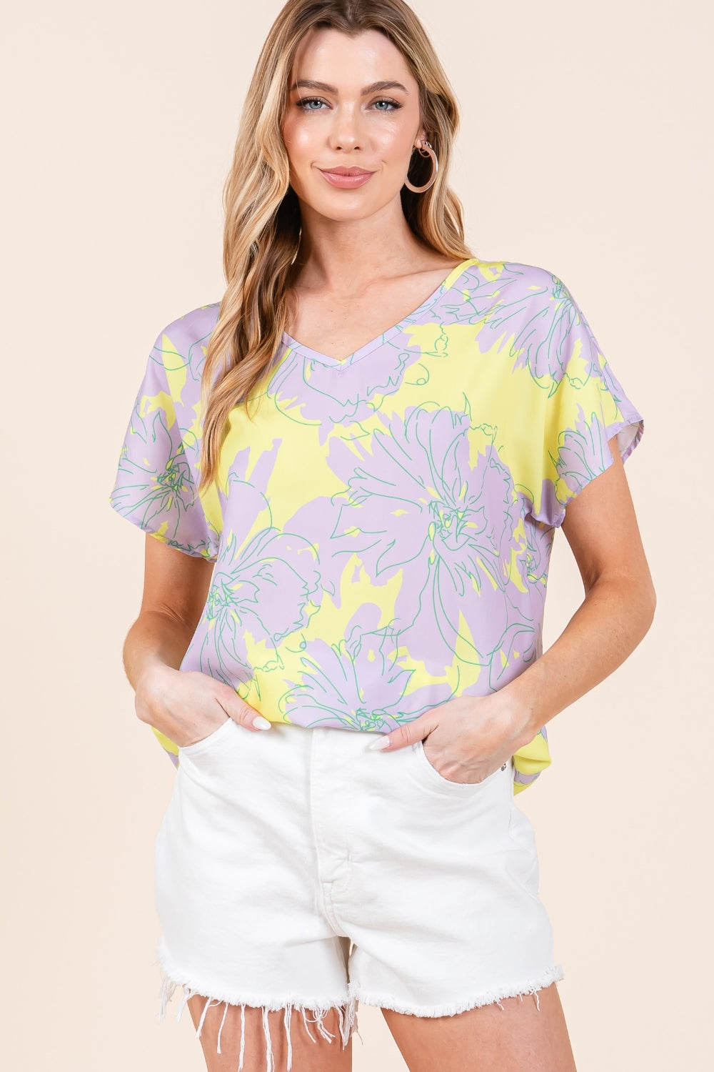 BOMBOM Floral Short Sleeve T-Shirt *