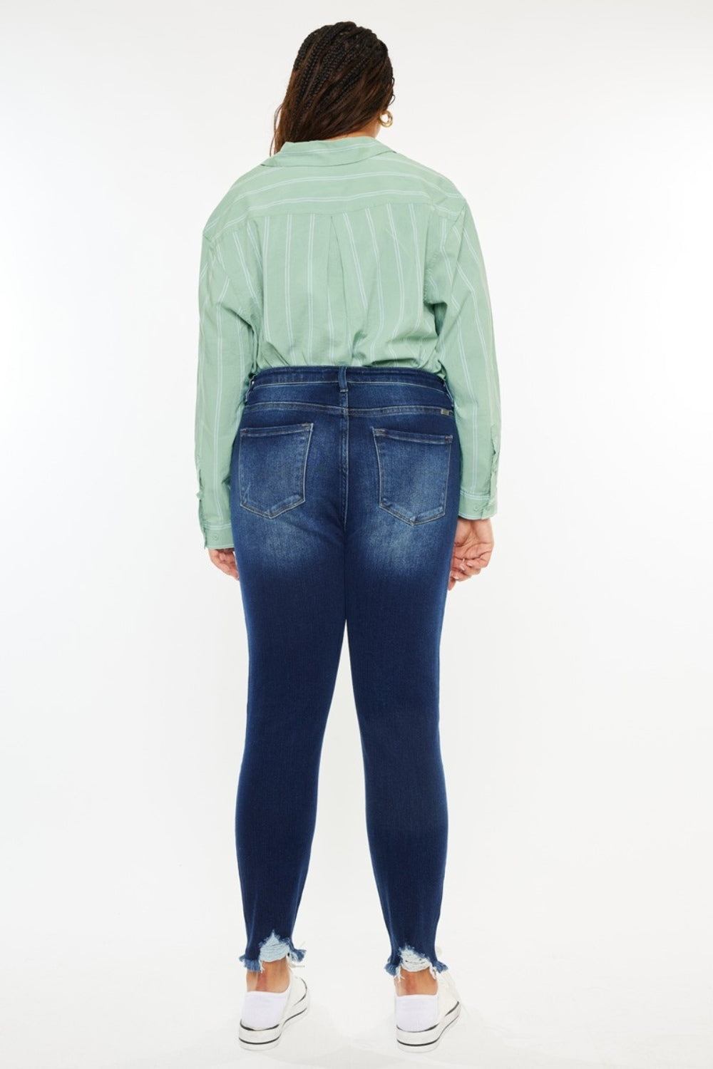 Kancan Full Size High Rise Frayed Ankle Skinny Jeans *