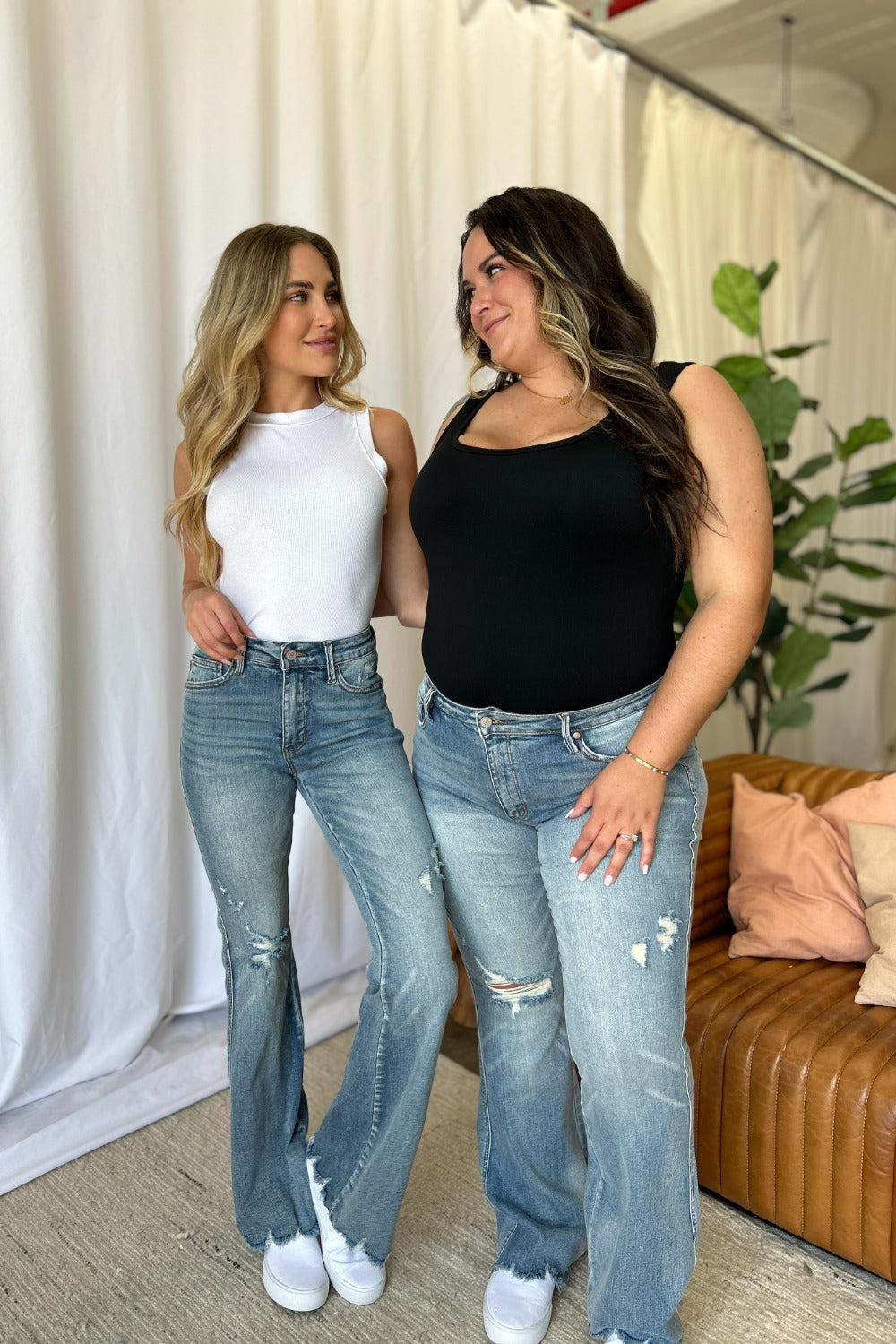 Judy Blue Full Size Medium Rise Tummy Control Destroy Flare Jeans *
