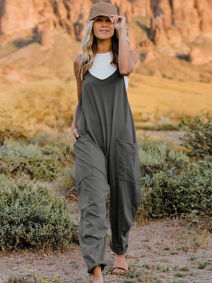 Double Take Full Size Sleeveless V-Neck Pocketed Jumpsuit *