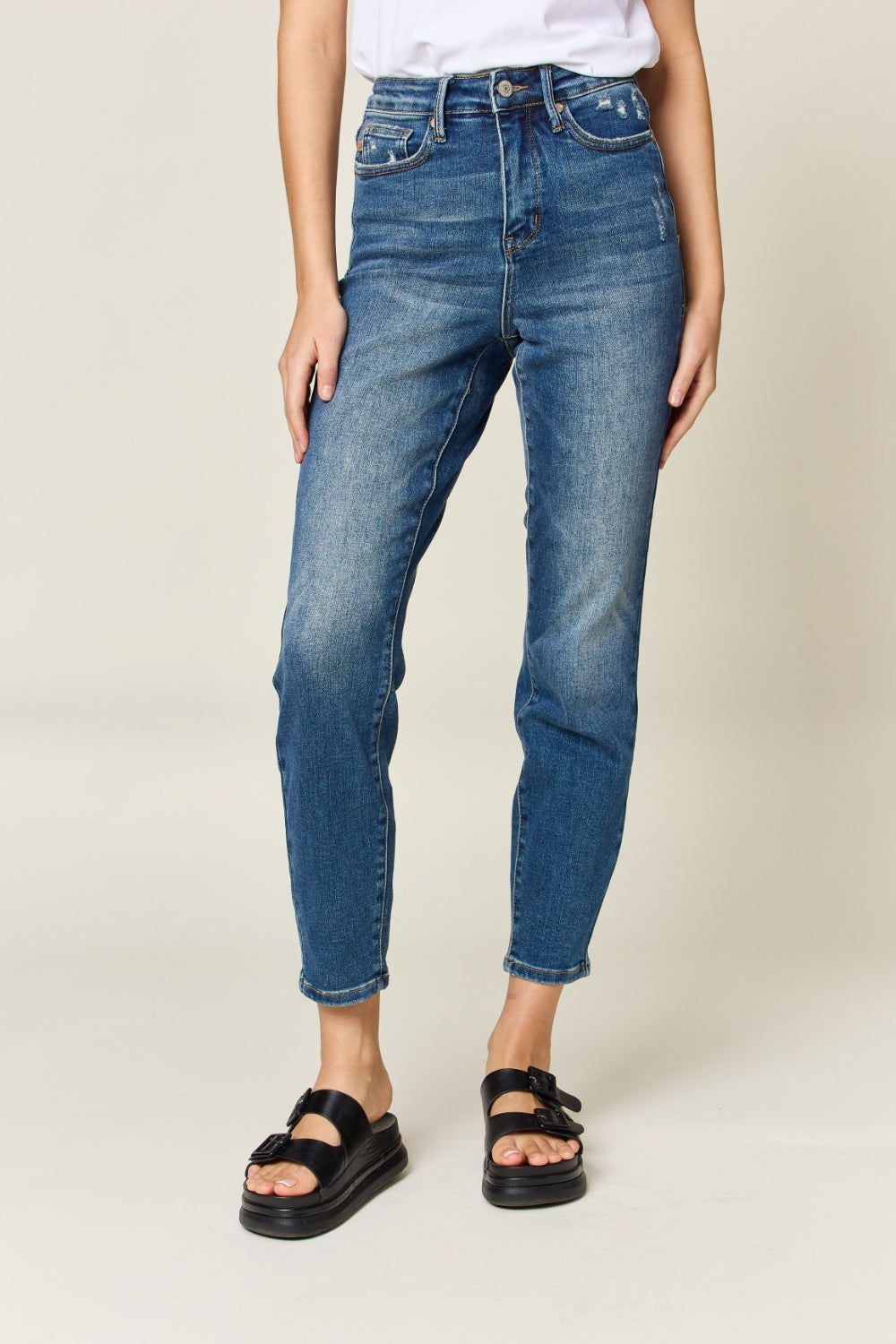 Judy Blue Full Size Tummy Control High Waist Slim Jeans *