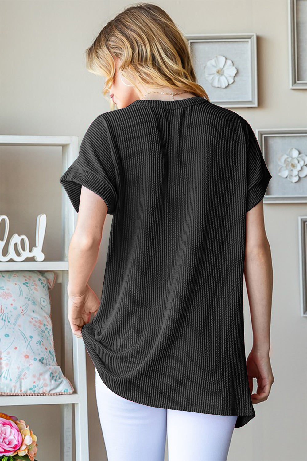 Heimish Full Size USA Graphic Short Sleeve Ribbed Top *