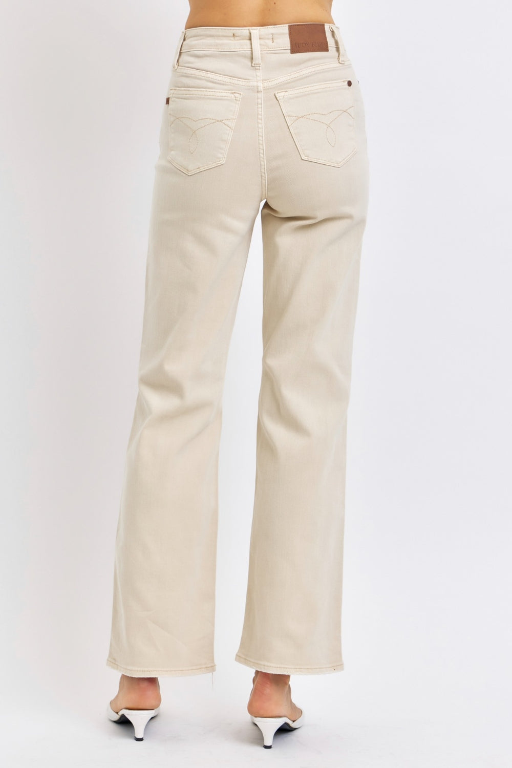 Judy Blue Full Size High Waist Distressed Wide Leg Jeans *