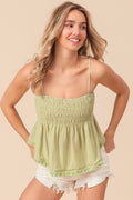 BiBi Fringed Hem Smocked Cami - Brand BiBi