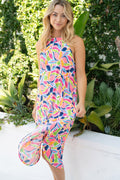 White Birch Full Size Printed Sleeveless Dress with Pockets *