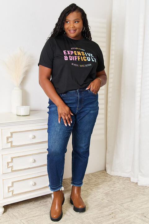 Simply Love Slogan Graphic Cuffed Sleeve T-Shirt *