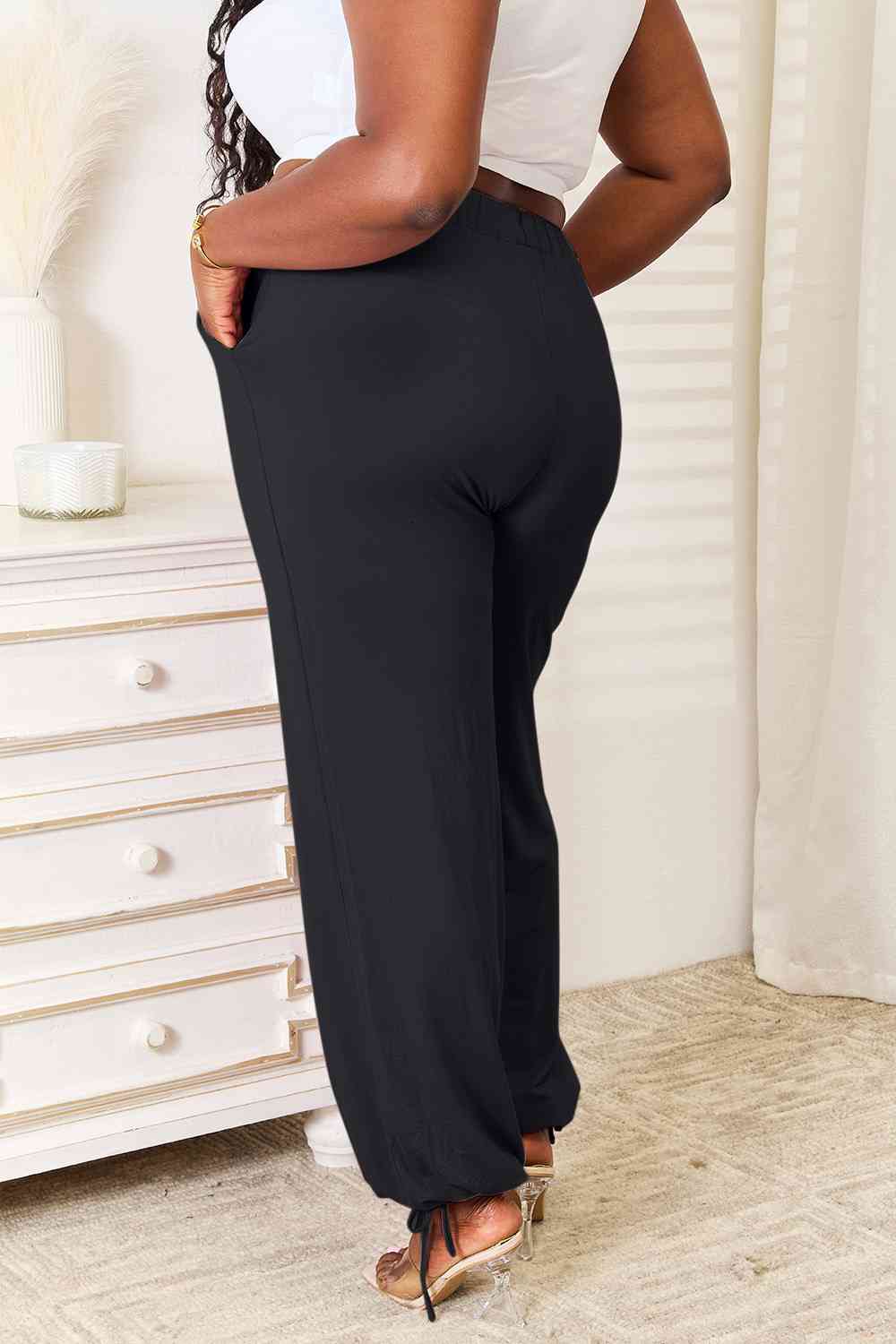 Basic Bae Full Size Soft Rayon Drawstring Waist Pants with Pockets *