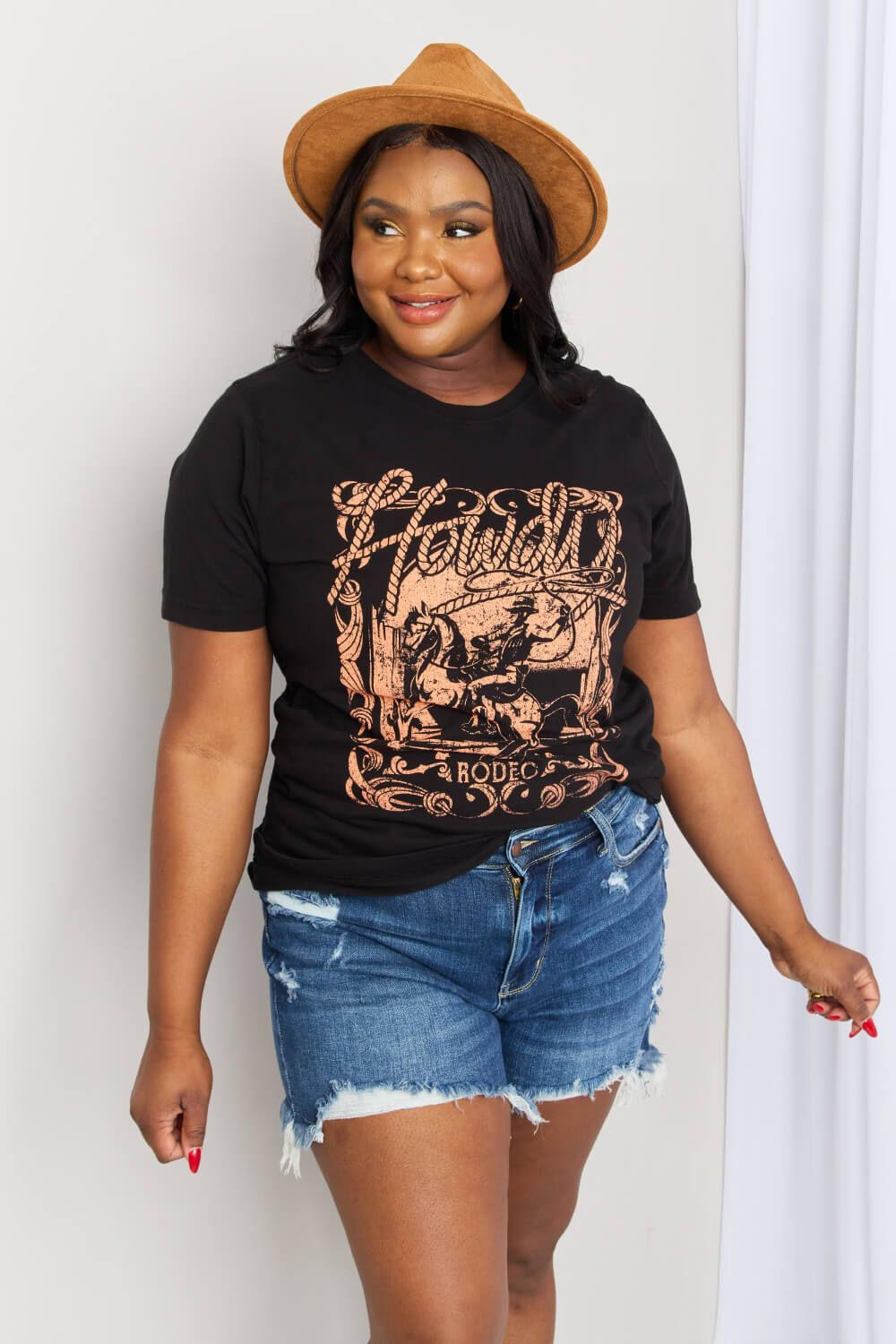 mineB Full Size Graphic Round Neck Tee *