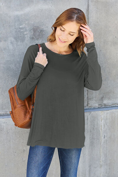 Basic Bae Full Size Round Neck Dropped Shoulder T-Shirt *