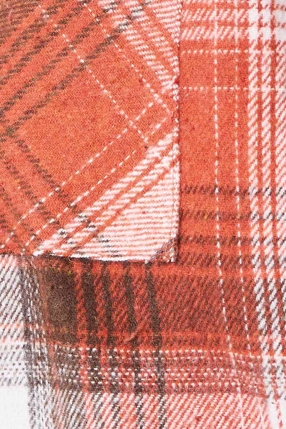 Double Take Plaid Collared Neck Long Sleeve Shirt *