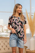Sew In Love Full Size Paisley Print Round Neck Short Sleeve T-Shirt *