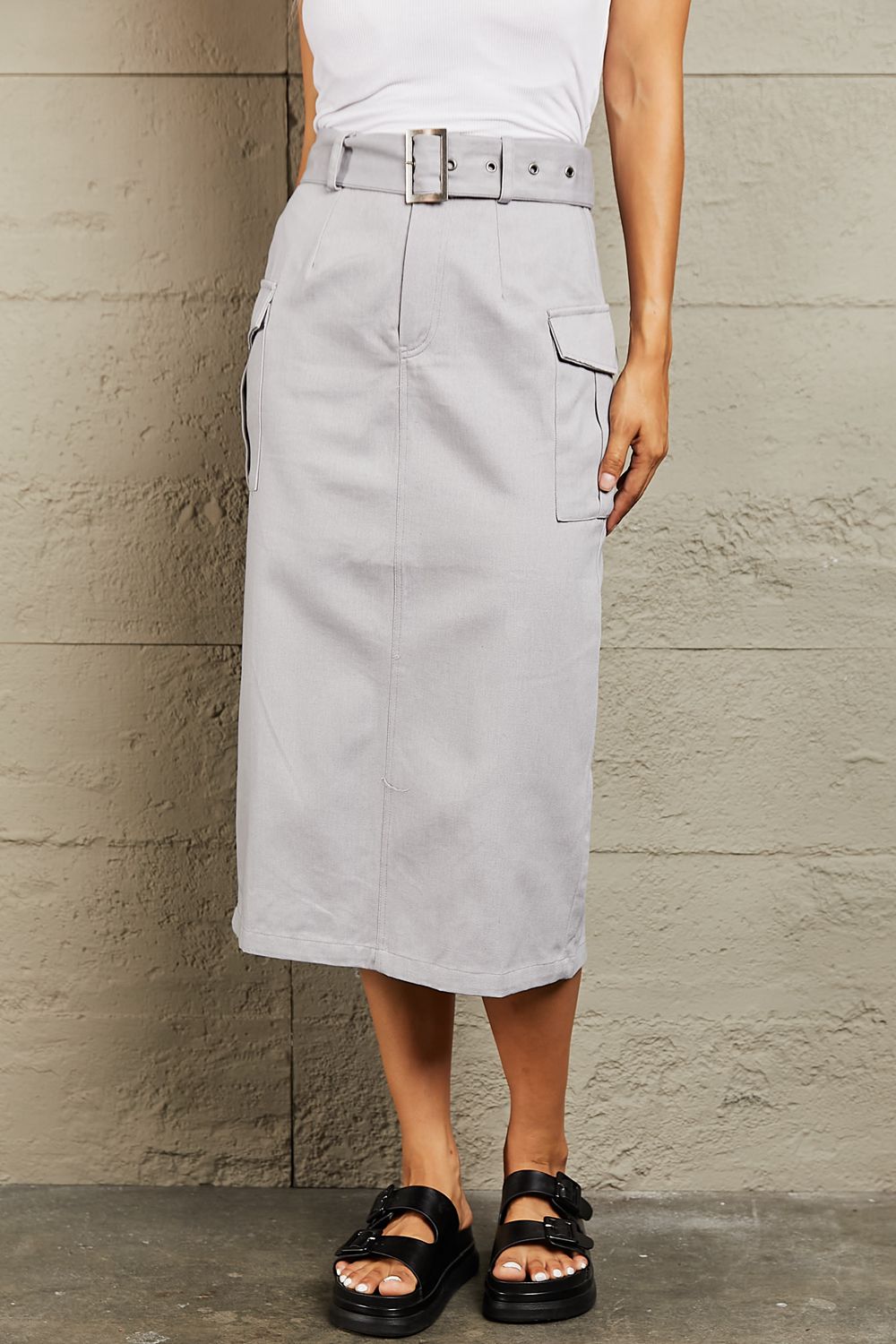 HYFVE Professional Poise Buckled Midi Skirt *