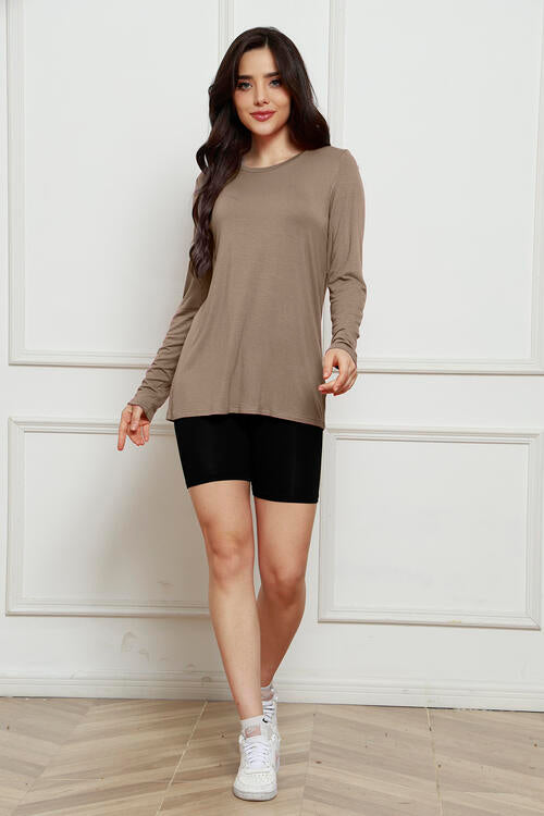 Basic Bae Full Size Round Neck Long Sleeve Top *