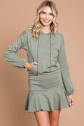 Culture Code Full Size Drawstring Dropped Shoulder Hooded Mini Dress *