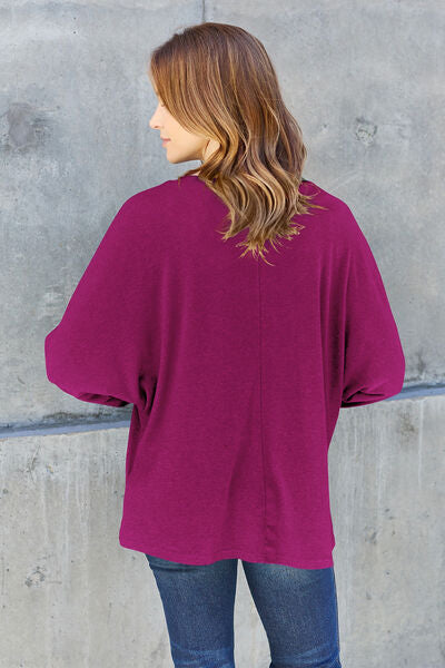 Double Take Full Size Round Neck Long Sleeve T-Shirt *