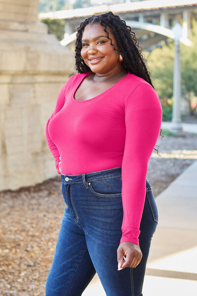 Basic Bae Full Size Round Neck Long Sleeve Bodysuit *